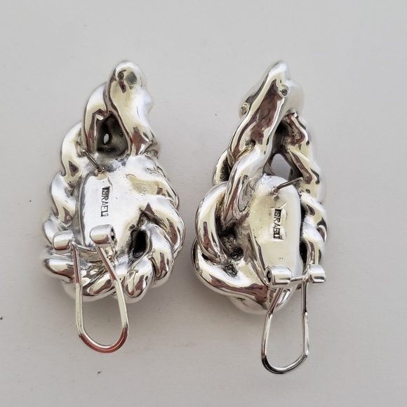 E&L Israel Sterling Silver Electroform Braided Earrings - Picture 6 of 8